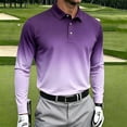 thumbnail image 3 of TKKCS Mens Gradient Long Sleeve Polo Shirts- Lightweight Regular Fit Casual Stretch Golf Shirts Purple Size 5XL, 3 of 6