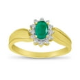 thumbnail image 1 of 10k Yellow Gold Oval Emerald And Diamond Ring, 1 of 6