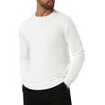 thumbnail image 4 of INSPIRE CHIC Men's Classic Solid Color Crew Neck Long Sleeve Soft Knit Pullover Sweater L White, 4 of 6