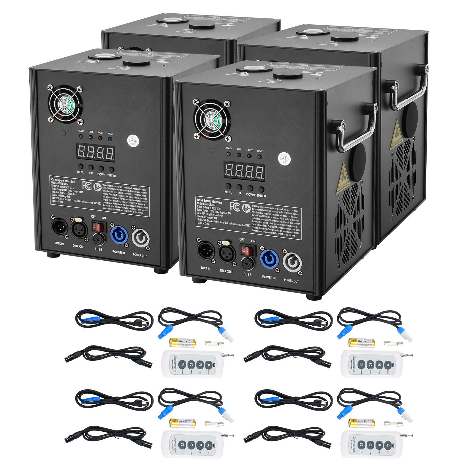 KFFKFF 4Pcs Cold Spark Machine, 500W 6.6-13ft Firework Machine DMX512 Adjustable Smart Stage Effect Machine Safe Great Low Noise Smokeless for Stage DJ Disco,Black