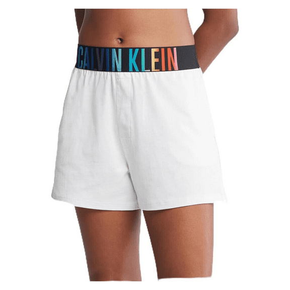 Calvin Klein Womens Intense Power Pride Lounge Sleep Shorts, White, Large