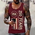 thumbnail image 2 of Vamuko 250 Anniversary Usa Tank Top for Men Sleeveless American Flag 1776 Tanks Independence Day Graphic Cut Off Shirts We the Peaple Baggy Tees Wine 4XL, 2 of 6