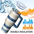 thumbnail image 5 of OBREWU Blue Tan and White Tumbler with Handle and Lid,Blue Tan and White 40oz Double Wall Vacuum Insulated Tumbler,Cups Gift for Women and Men, 5 of 7