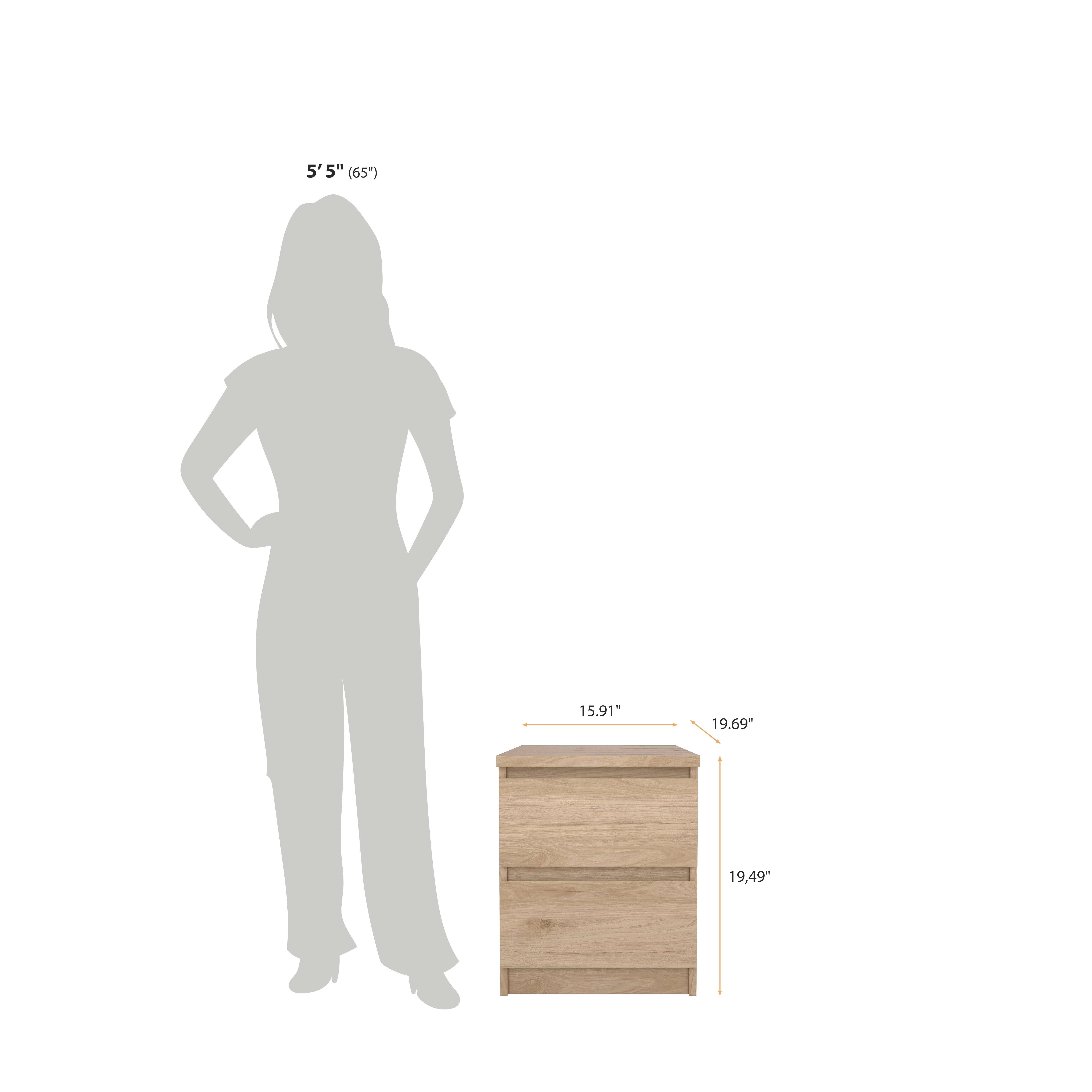 Tvilum Scottsdale 2 Drawer Bedroom Nightstand for Adults, Jackson Hickory