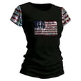 thumbnail image 4 of Wxolcjlv Women's 250th Anniversary Patriotic T-Shirt Rhinestone Cross Flag Graphic Independence Day Tee Short Sleeve Patriotic Tshirt, 4 of 5