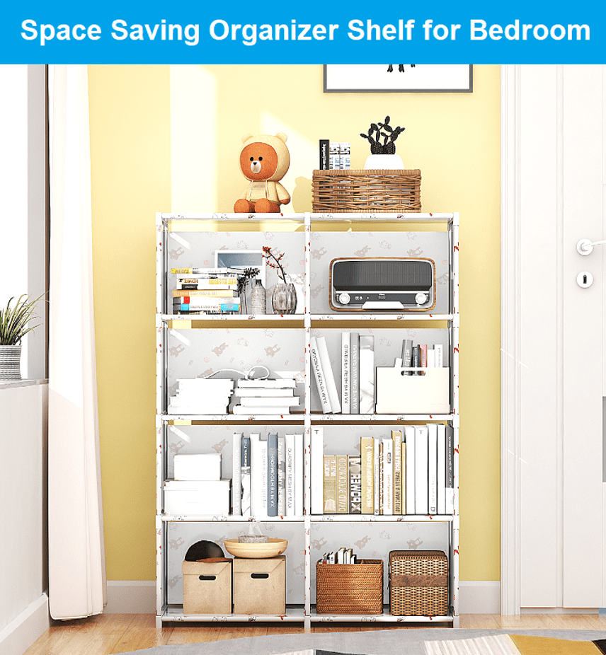 8 Cubes Portable Storage Shelf Organizer, Organization Shelf Unit DIY Boolself Bookcase Closet Cabinet for Bedroom Study Office Home Living Room, White