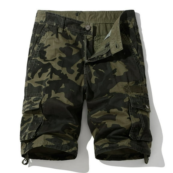 DDAPJ pyju Mens Camouflage Cargo Shorts Outdoor Military Tactical Shorts Cotton Ripstop Hiking Shorts Loose Casual Work Shorts with Multi Pockets Clearance Sale of Today Green M