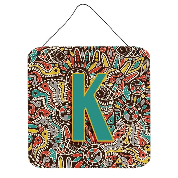 Letter K Retro Tribal Alphabet Initial Wall or Door Hanging Prints