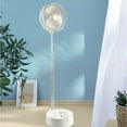 thumbnail image 3 of Holloyiver Portable Pedestal Fan, Foldaway Standing Fan Foldable Desk Fan, Use 7200Mah Rechargeable Battery, Remote Control Telescopic 3 Speed Quiet Timer Fan for Home Outdoor Camping (White), 3 of 8