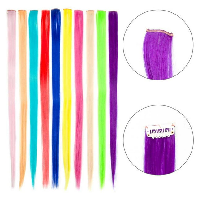 extension de Cheveux Synthétiques pour Femmes et Filles, extension Longue et Droite, Résistante à la Chaleur, Colorée