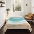 thumbnail image 4 of Turquoise Large Tapestry for Bedroom Wall Hanging Tapestry, Ocean Wave Stripes Modern Abstract Beach Ceiling Backdrop Tapestries Poster Blanket Wall Decor for Teens Room Living Room Dorm 100" x 59", 4 of 8
