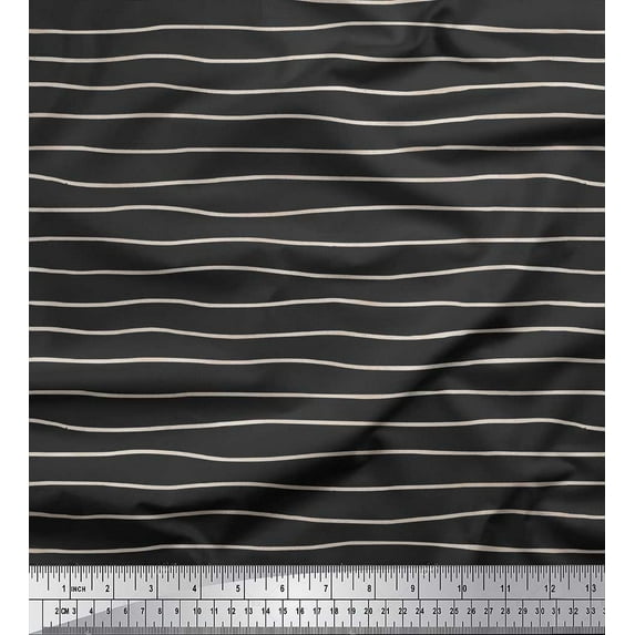 Soimoi Gray Silk Fabric Artistic Waves Abstract Printed Fabric 1 Yard 42 Inch Wide