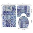 thumbnail image 3 of Blue Ethnic Floral Patchwork Pattern Bathroom Rugs Sets 3 Piece,Toilet Cover Set,Absorbent Non Slip Bathroom Mats Sets with U-Shaped Contour Rug Toilet Rug Set, 3 of 5