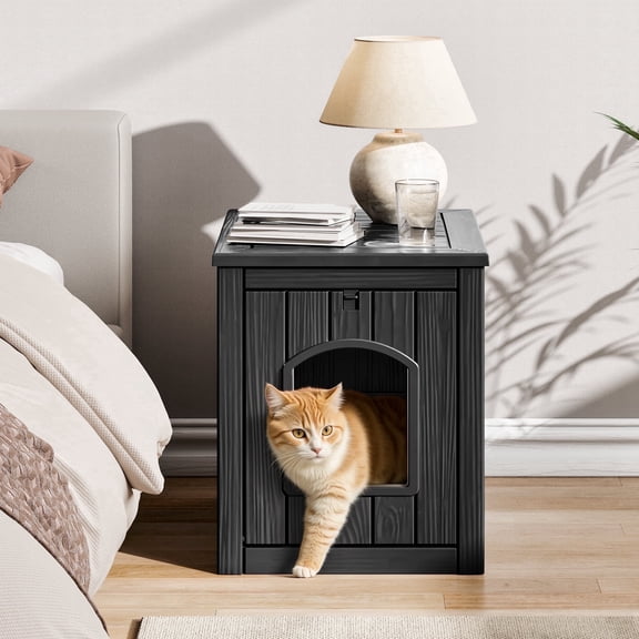 Bifanuo Outdoor Cat House, Outside Multiple Kitty Feral Cat Houses, Weatherproof Shelter for Ferrel Cats and Dogs, Durable PP Materia, Insulated Shelter for Garden, Patio, or Backyard(Black)