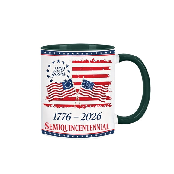 11oz 250th Anniversary Patriotic Ceramic Coffee Mug with US Flag, Humorous Novelty Cup Ideal Independence Day Gift for Coworkers, Work Besties and Coffee Loving Friends