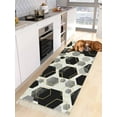 thumbnail image 3 of Black Grey Hallway Runner Rug 2x6ft,Geometric Gold White Hexagon Modern Washable Woven Living Room Bedroom Kitchen Bathrom Carpet with Tassels,Non-Shedding Indoor Outdoor Throw Door Mat for Entryway, 3 of 5