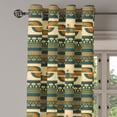 thumbnail image 3 of Ambesonne Ethnic Grommet Curtain, Egypt Folk Art Sun Stripes, 50"x108", Amber Dark Teal and Beige, 3 of 5