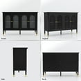 thumbnail image 3 of CBJCBJ 47.6" Storage Cabinets with 4 Arched Glass Doors, Side Board Buffet Cabinet for Living Room, Black, 3 of 8