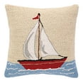 thumbnail image 1 of Peking Handicraft Sailboat Hook Pillow, 16 by 16-Inch, 1 of 1