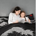 thumbnail image 4 of meiyoeat Japanese Black Wave Full Size Comforter Sets For Kids,Ukiyo-E Style Print Bedding Comforter Set,Black Reversible,3 Pieces, 4 of 7