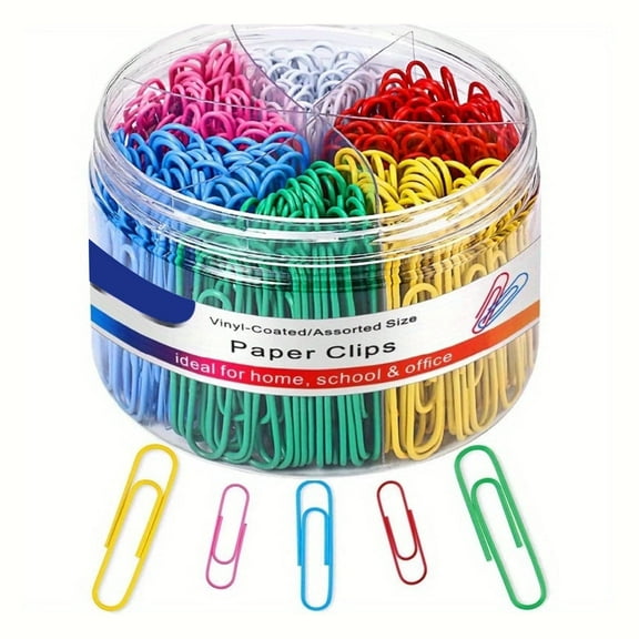 Paper Clips Colorful, 400PCS Medium and Jumbo(1.3 inch & 2 inch) Paper Clips, Durable and Rustproof, Coated Large Paperclips Great for Office Document Organizing