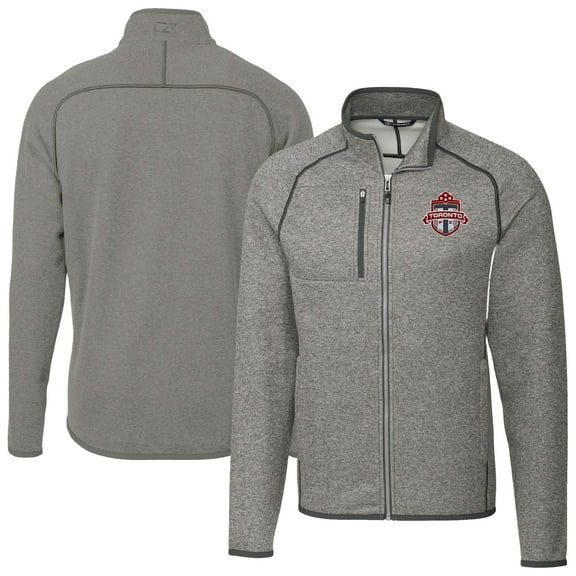 Men's-Cutter & Buck  Heather Gray Toronto FC Mainsail Sweater-Knit Full-Zip Jacket
