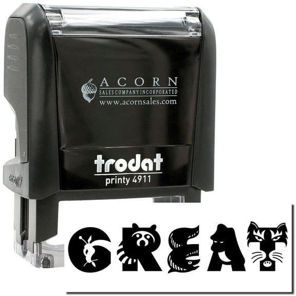 Self-Inking Great Stamp, Trodat Printy 4911, Press and Print Stamping, Impression Size 5/8" x 1-1/2", Up to 10,000 Impressions - Black Ink