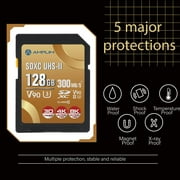 Amplim 128GB UHS-II V90 SDXC SD Card Blazing Fast 300MB/s (2000X) UHSII U3 Extreme High Speed 128 GB SD XC Memory Card for 4K 8K UHD Video Camera Camcorder. 128G TF Flash Storage