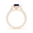 thumbnail image 2 of ANGARA Natural 2 Ct Oval Sapphire Halo Ring with Diamond Accents in 14K Rose Gold for Women (Size-9x7mm) | September Birthstone, Anniversary, Jewelry Gift for Women | Natural Blue Sapphire Ring, 2 of 11