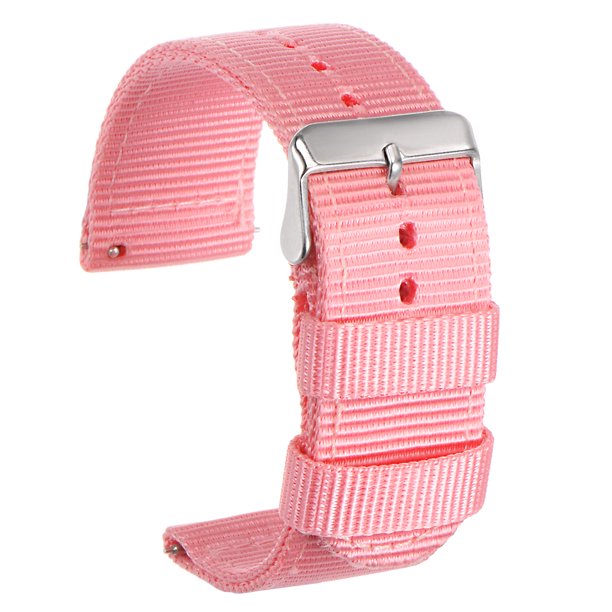 Amarillo Nylon Reloj Correa 24mm Ancho Duradero Nylon Correa con Plata Hebilla, Universal Reemplazo Lienzo Reloj Correa 45