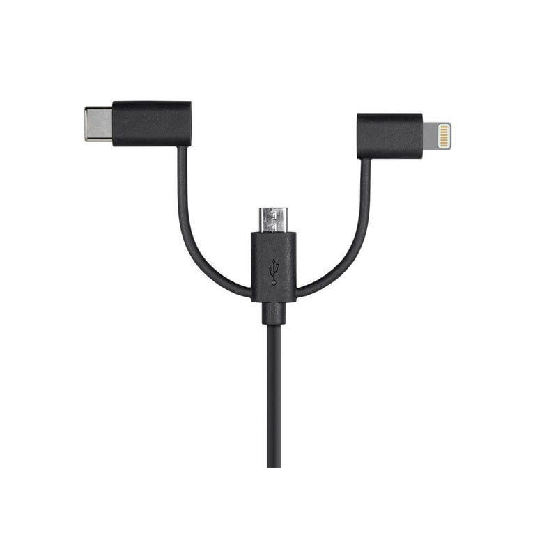  Monoprice 118789 Apple MFi Certified USB to Micro USB + USB  Type-C + Lightning Charge And Sync Cable - 3 Feet - Black : Electronics