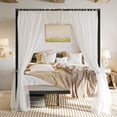 thumbnail image 3 of Einfach Queen Size Canopy Bed Frame with Metal Headboard, No Box Spring Needed, Black, 3 of 9