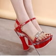 thumbnail image 4 of Women's Sexy 14cm Crystal High Heel Sandals Premium Chunky Heel Sandals 10365 Series LFD, 4 of 7