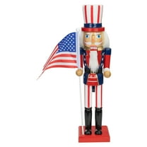 15" Decorative Red White and Blue Wooden Patriotic Uncle Sam Christmas Nutcracker