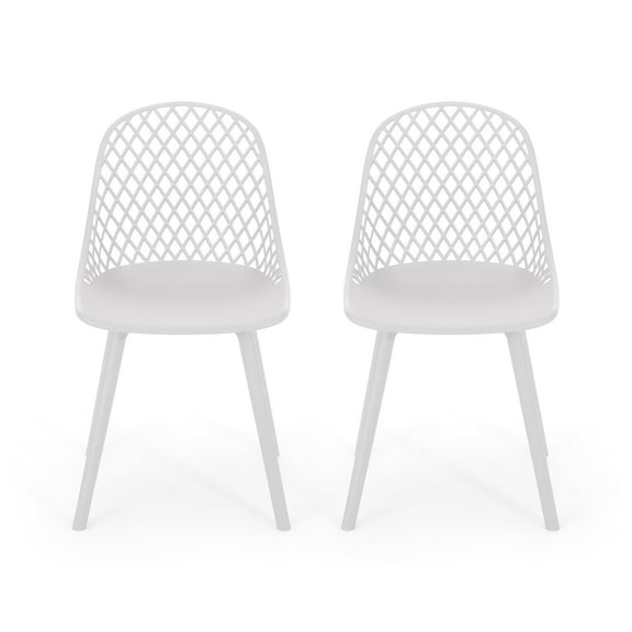 GDF Studio Lucy Outdoor Modern Dining Chair, Set of 2, White
