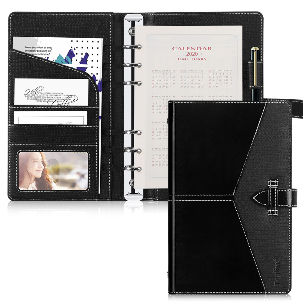 Toplive Leather A6 Binder,6 Round Ring Binder Planner Notebook Cover