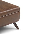 thumbnail image 3 of SIMPLIHOME Owen Table Basse Carrée de 36 Pouces de Large avec Dessus Relevable et Rangement, Pouf Repose-Pieds de Cocktail en Similicuir Brun Châtaigne Vieilli Rembourré, Style Milieu du Siècle Moderne, Salon, 3 of 5