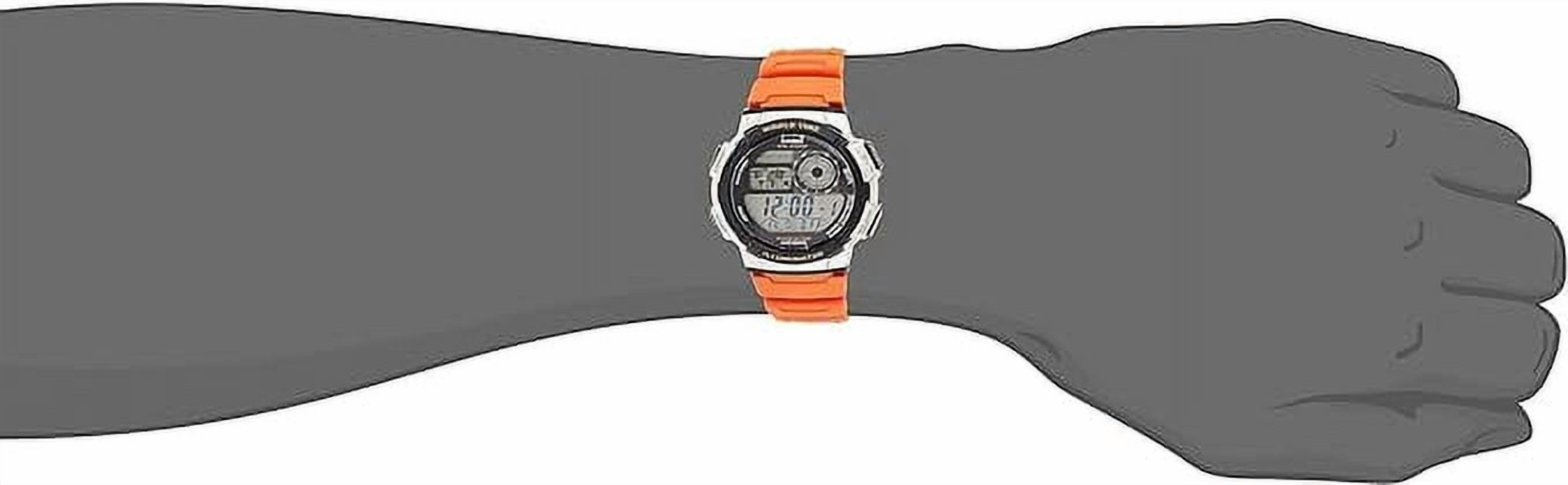 Casio Youth Men's Orange Band Quartz Digital World Time Watch Model AE-1000W-4B