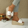 thumbnail image 5 of Bkhluea Bow Wedge Sandals for Women Platform Sandals Slides Open Toe Slip On Casual Summer Mules High Heels, 5 of 6