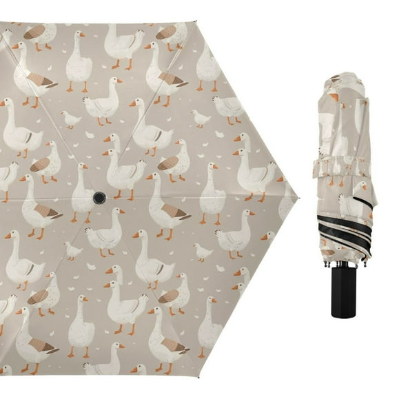 Cute Gooses Compact Sun Umbrella Windproof Travel Umbrellas for Rain Strong Portable UV Protection