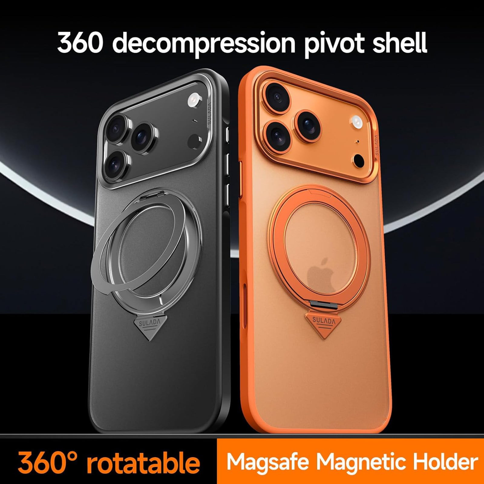 ELEHOLD Magnetic Case for 17, Compatible with Mag-safe,  Shockproof 360°Rotating Kickstand TPU Frame Matte PC Back Military Grade Phone Case for Men Women,Gray