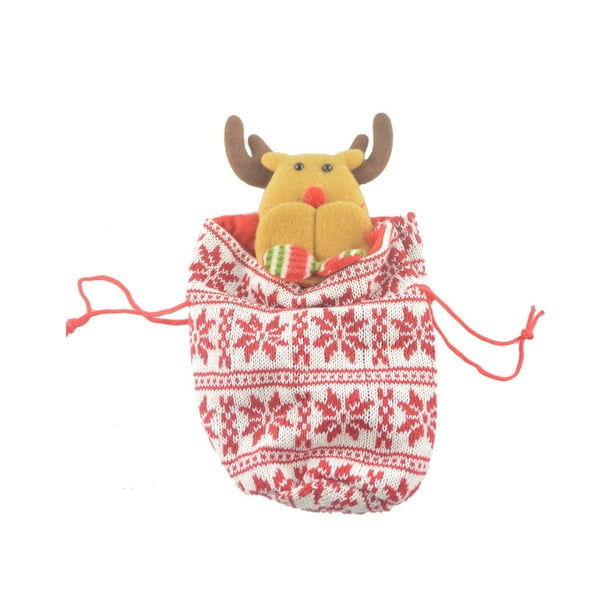 Bearachild Calcetines de Navidad, bolsa de regalo, colgante de árbol, artesanía, accesorios multiusos para el hogar, adorno, contenedor de dulces, Kits de decoración para fiestas forma de ciervo Bearachild HA068775-04