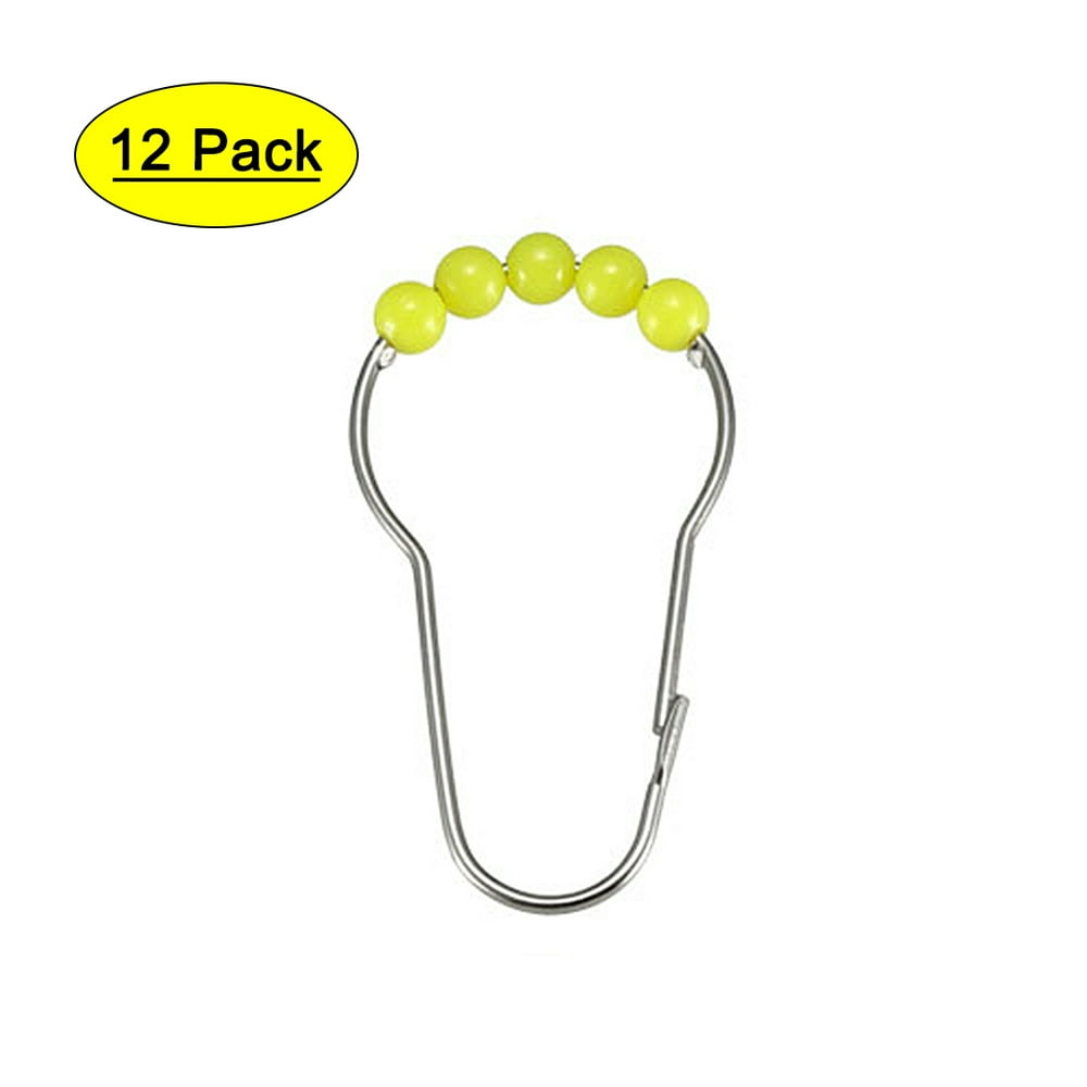 Shower Curtain Ring Hooks for Shower Rods Curtains Liners Yellow Ball 12Pcs