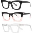 thumbnail image 1 of GFDYREE 3 pack Oprah style Spring hinge Readers Blue Light Blocking Computer Square Reading Glasses for Women Men, 1 of 6