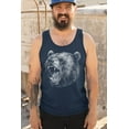 thumbnail image 4 of Roaring Grizzly Bear Tank Top Wild Animal Fierce Black and White Nature Wildlife Forest Predator Beast Men's Top, 4 of 7