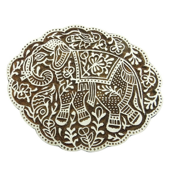 Hand Carved Stamp Wooden Printing Block Elephant Decorative Blocks Pottery Stamps