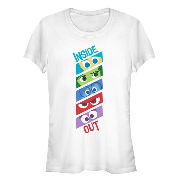 Junior's Inside Out Emotion Eyes  Graphic Tee White Large
