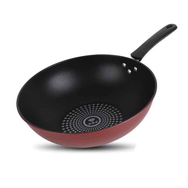 Sartén de fondo plano para cocinar Wok, utensilios de cocina de hierro fundido con mango para estofado de sopa