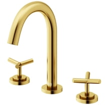 VIGO Jewel 9 in. H 2-Handle High-Arc Widespread Bathroom Faucet with Cross Handles in Matte Brushed Gold