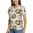 thumbnail image 5 of Yiaed Vintage Bike Flower Butterfly Print Women's T Shirt V-Neck Short Sleeve Shirt Casual Breathable Tee Summer Tops-Small, 5 of 5